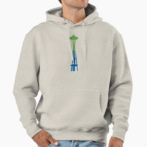 Space Needle Green Blue Slash Hoodie - Custom Art Print for Adults - T-Shirt, Sweatshirt, Hoodie