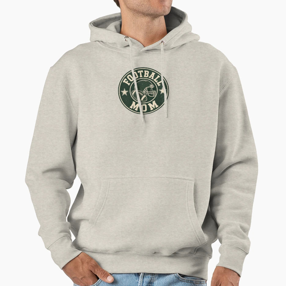 Football Mom Badge Hoodie - Minimalist Print for Adults - T-Shirt, Sweatshirt, Hoodie