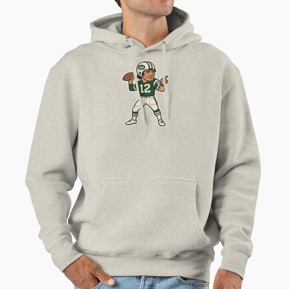 Gridiron Greats Cartoon Tribute Joe Hoodie - Novelty Apparel for Adults - T-Shirt, Sweatshirt, Hoodie