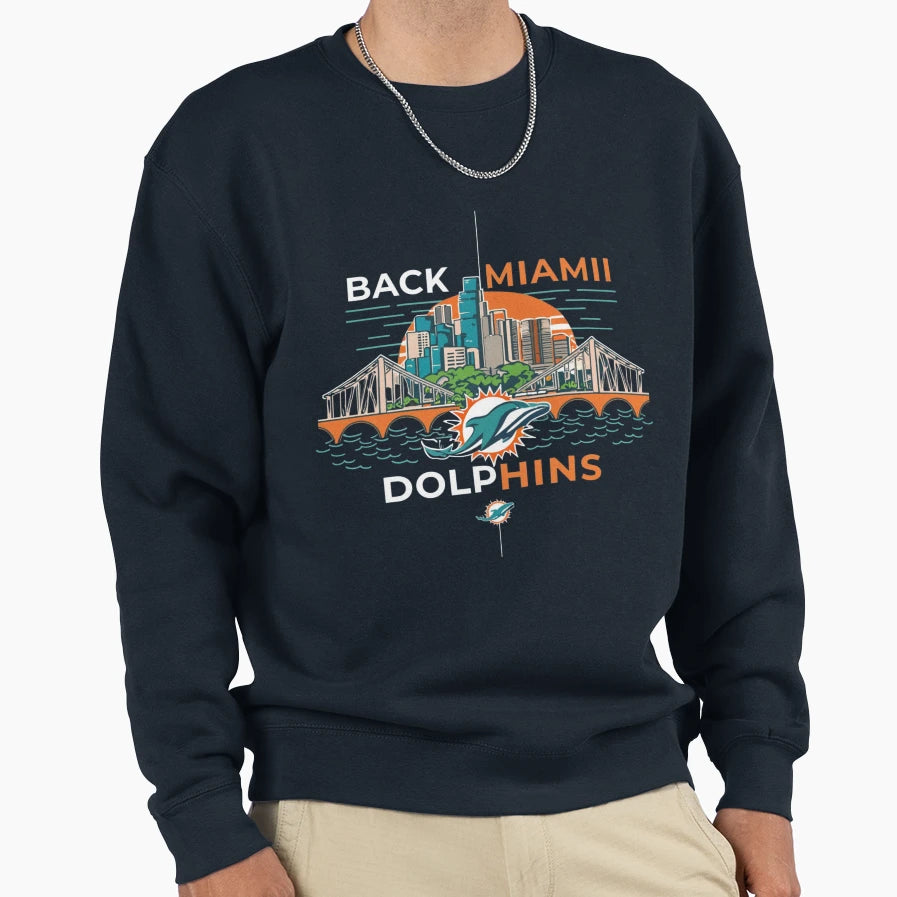 Back Miami Dolphins Sweatshirt - Graphic Print Unisex - T-Shirt, Sweatshirt, Hoodie