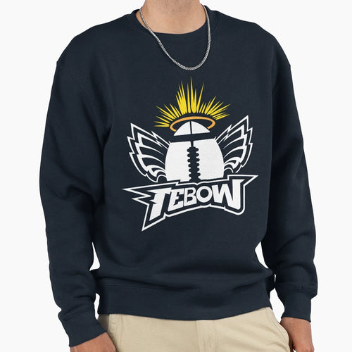Tebow Winged Football White Sweatshirt - Fun Novelty Design Unisex - T-Shirt, Sweatshirt, Hoodie