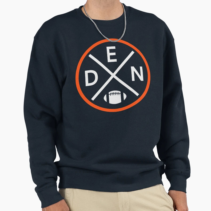 Denver Football Emblem Den Sweatshirt - Fun Novelty Design for Adults - T-Shirt, Sweatshirt, Hoodie