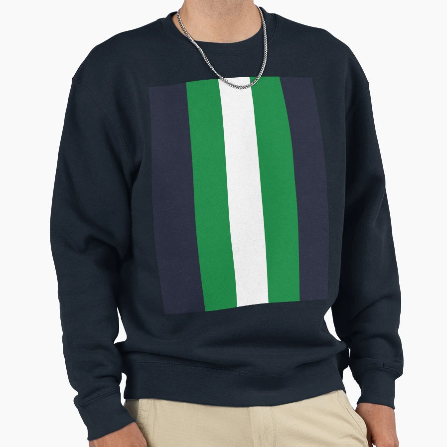 Lunar Midnight Green White Striped Sweatshirt - Trendy Graphic Unisex - T-Shirt, Sweatshirt, Hoodie