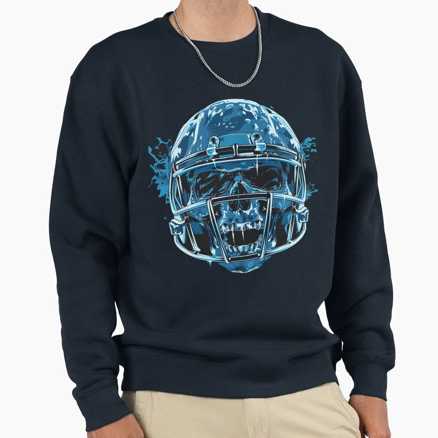 Frozen Fury Helmet Sweatshirt - Unique Graphic Unisex - T-Shirt, Sweatshirt, Hoodie