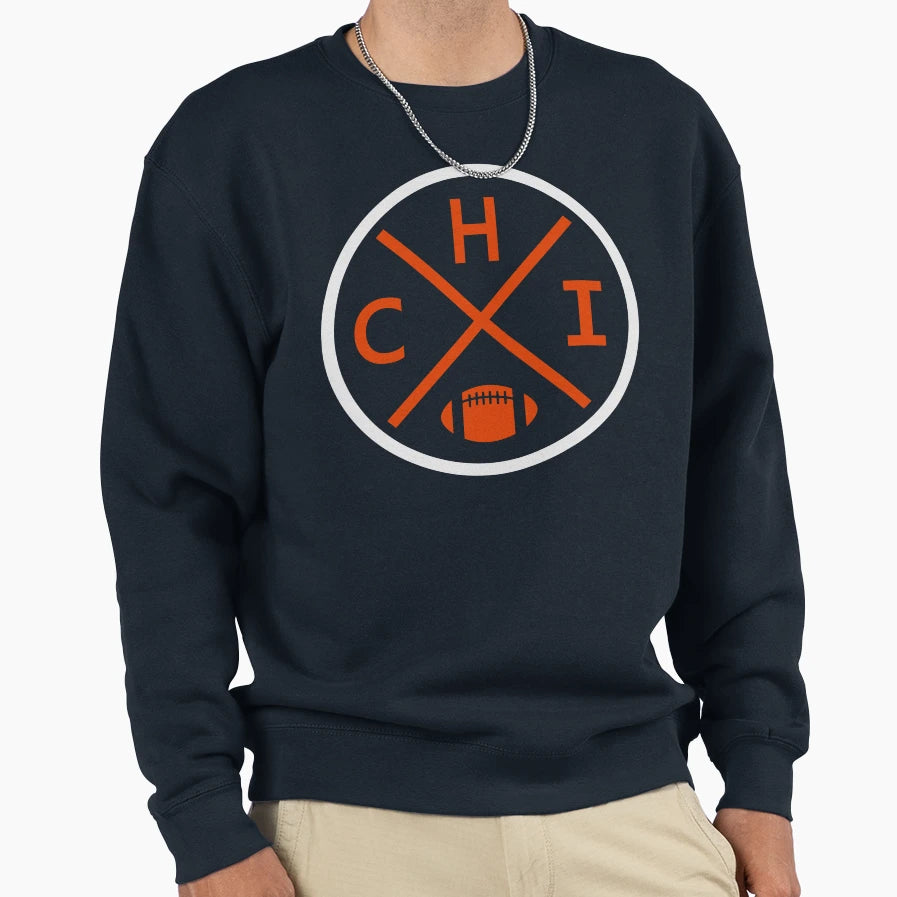Chicago Football Emblem Chi Sweatshirt - Fun Novelty Design for Adults - T-Shirt, Sweatshirt, Hoodie