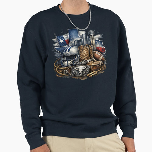 Texas Football Cowboy Boots Sweatshirt - Fun Novelty Design for Adults - T-Shirt, Sweatshirt, Hoodie