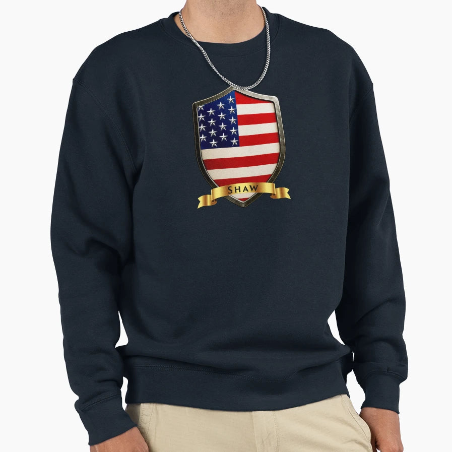 Shaw Family Usa Shield Stars Sweatshirt - Casual Everyday Wear Men Women - T-Shirt, Sweatshirt, Hoodie