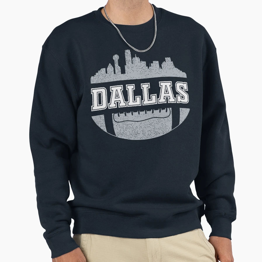 Cowboys Football Fan Dallas Skyline Sweatshirt - Trendy Graphic for Adults - T-Shirt, Sweatshirt, Hoodie