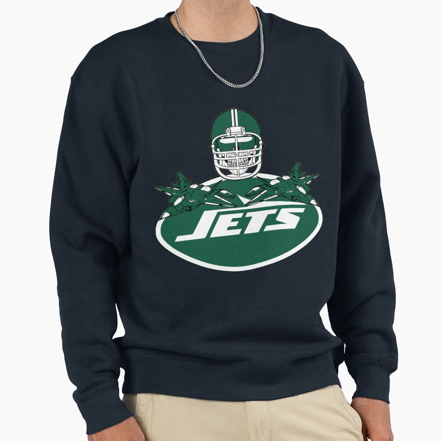 Jets Skull Sweatshirt - Casual Everyday Wear for Adults - T-Shirt, Sweatshirt, Hoodie