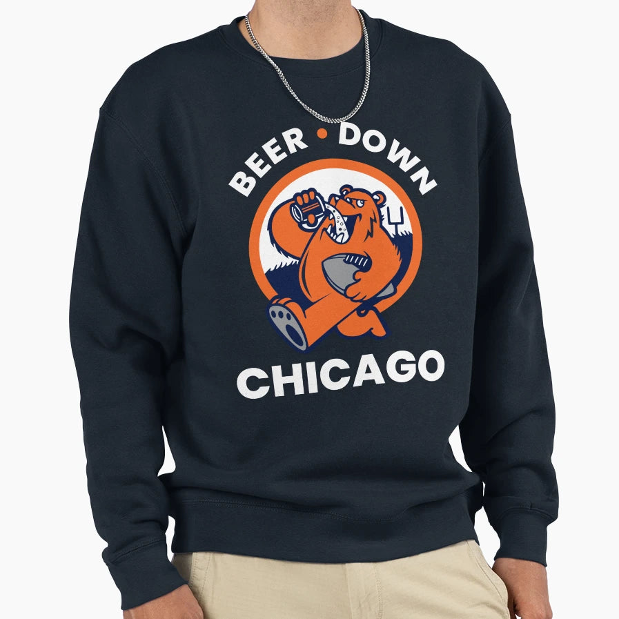 Beer Down Chicago Artwork Sweatshirt - Custom Art Print Men Women - T-Shirt, Sweatshirt, Hoodie