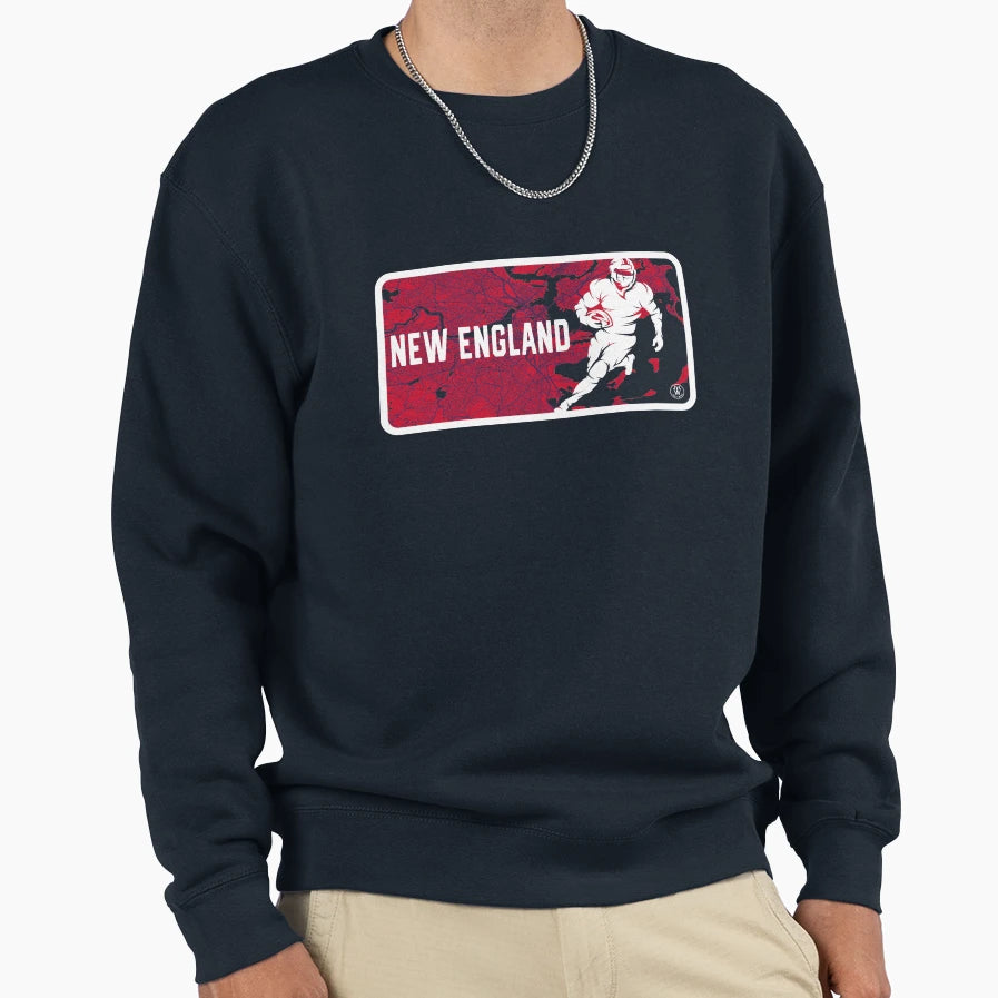 New England Football Player Street Map Sweatshirt - Graphic Print Men Women - T-Shirt, Sweatshirt, Hoodie