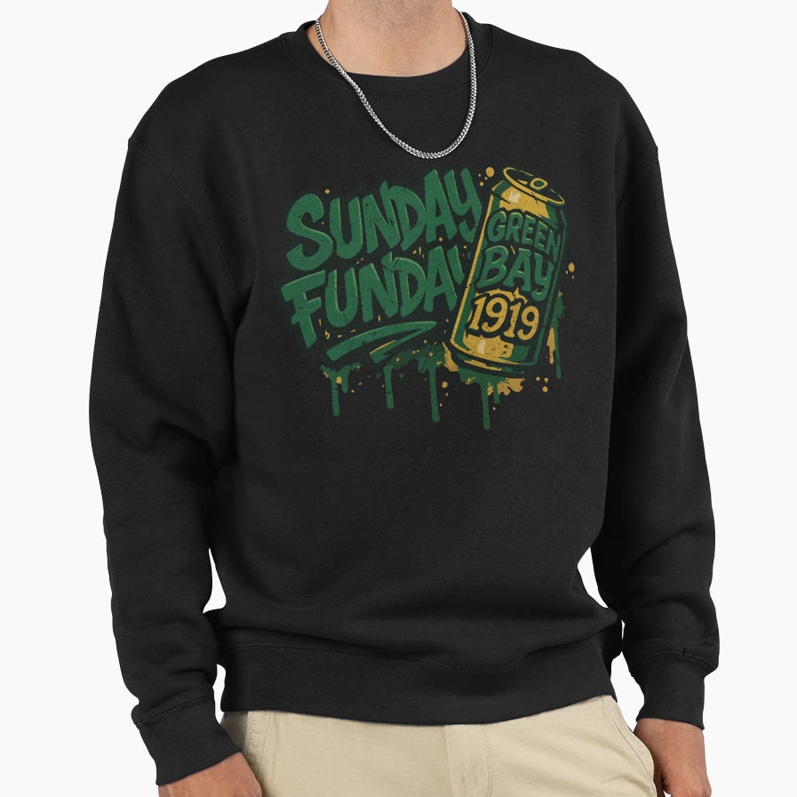 Sunday Funday Game Day Green Bay Sweatshirt - Aesthetic Graphic Men Women - T-Shirt, Sweatshirt, Hoodie