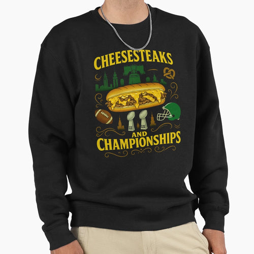 Cheesesteaks And Championships Sweatshirt - Aesthetic Graphic Men Women - T-Shirt, Sweatshirt, Hoodie