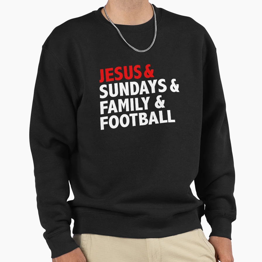 Jesus Sundays Family Football Sweatshirt - Custom Art Print for Adults - T-Shirt, Sweatshirt, Hoodie