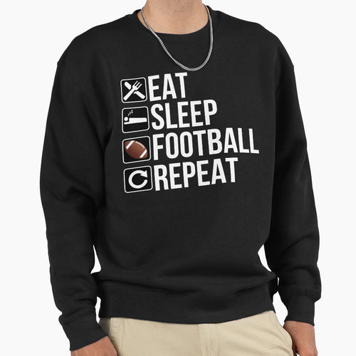 Football Player Gift Eat Sleep Sweatshirt - Trendy Graphic for Adults - T-Shirt, Sweatshirt, Hoodie