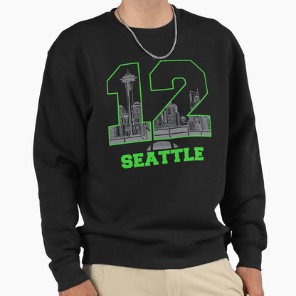 12 Seattle American Football Sweatshirt - Aesthetic Graphic for Adults - T-Shirt, Sweatshirt, Hoodie