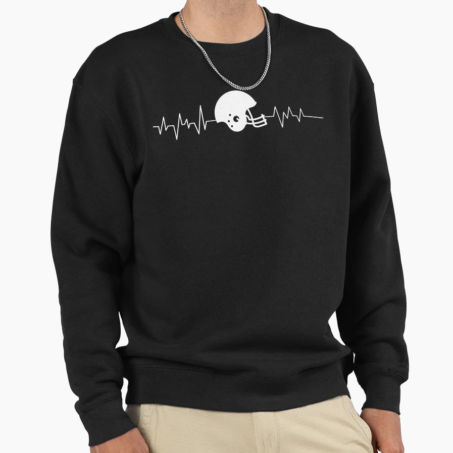 American Football Heartbeat Sweatshirt - Fun Novelty Design for Adults - T-Shirt, Sweatshirt, Hoodie