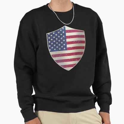 United States Flag Shield Sweatshirt - Unique Graphic for Adults - T-Shirt, Sweatshirt, Hoodie