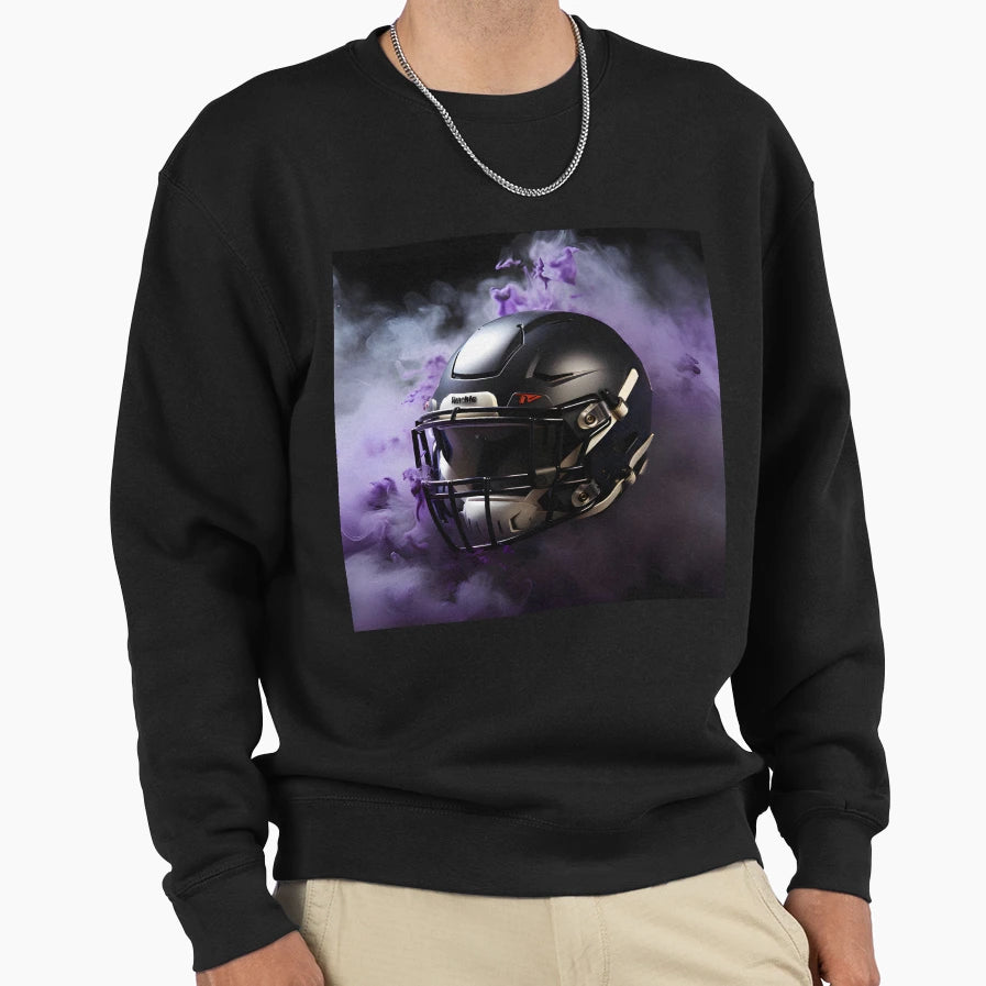 Black American Football Helmet Sweatshirt - Fun Novelty Design Men Women - T-Shirt, Sweatshirt, Hoodie