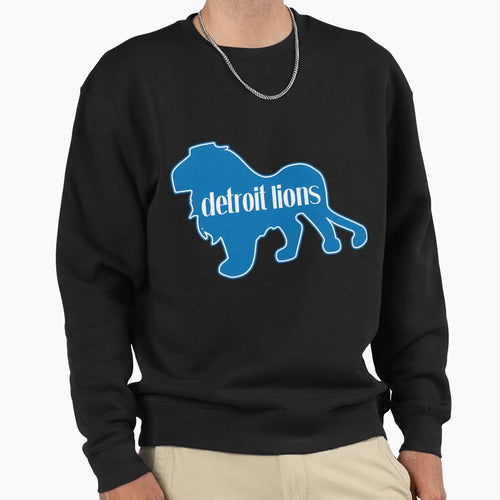 Detroit Lions Blue Silhouette Pride Sweatshirt - Graphic Print Men Women - T-Shirt, Sweatshirt, Hoodie