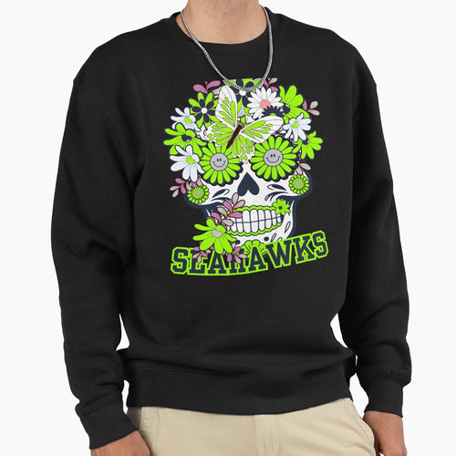 Seattle Seahawks Scull Sweatshirt - Minimalist Print for Adults - T-Shirt, Sweatshirt, Hoodie