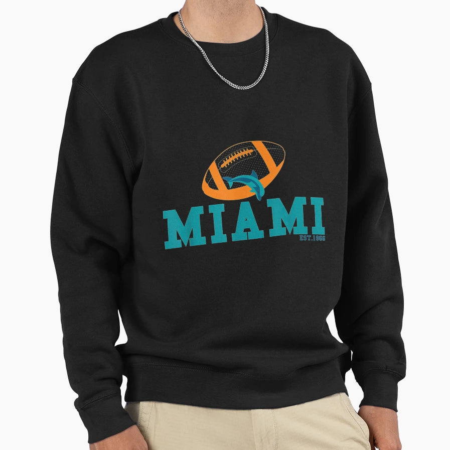 Miami Est 1966 Sports Team Athletic Sweatshirt - Custom Art Print Unisex - T-Shirt, Sweatshirt, Hoodie