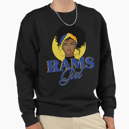 Black Rams Girldetroit Rams Oversized Sweatshirt - Custom Art Print Unisex - T-Shirt, Sweatshirt, Hoodie