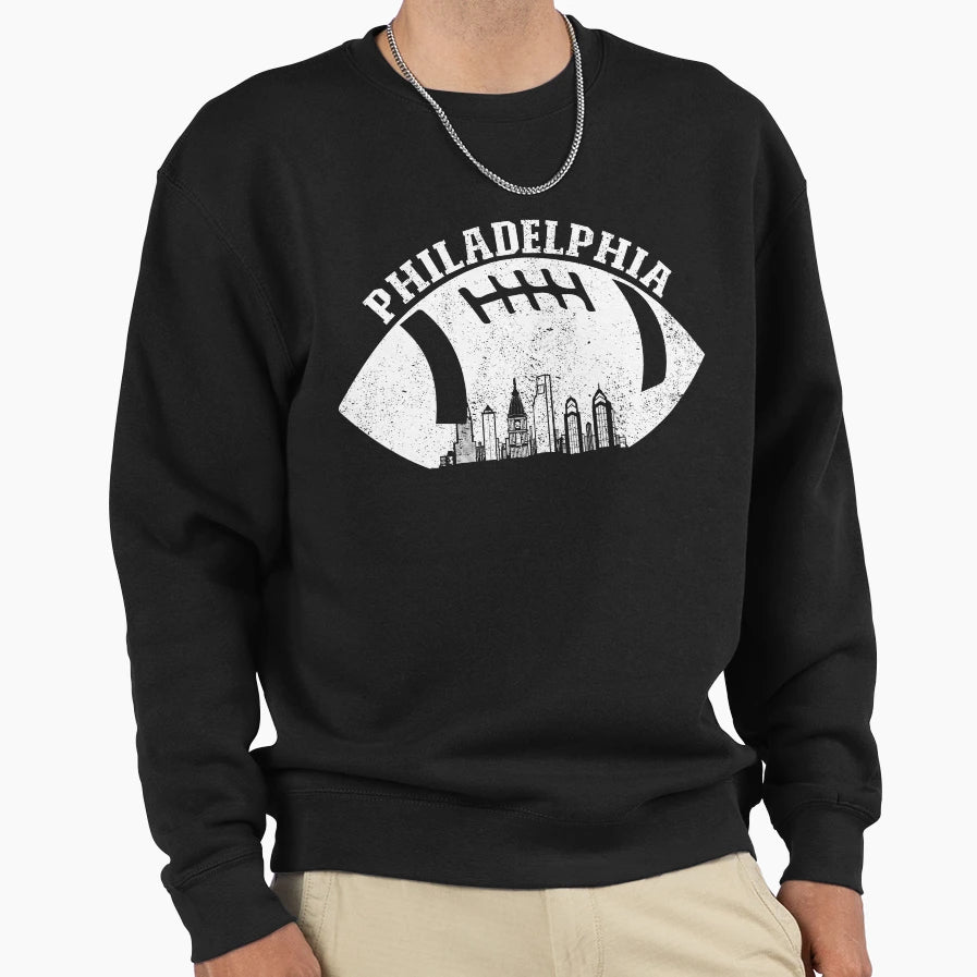 Philadelphia Skyline Football Fan Sweatshirt - Graphic Print Men Women - T-Shirt, Sweatshirt, Hoodie