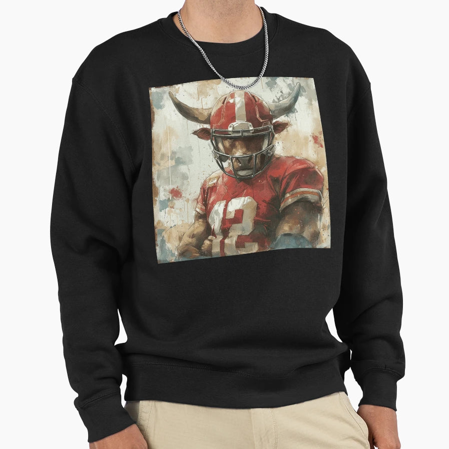 Bull As American Football Player Sweatshirt - Graphic Print Men Women - T-Shirt, Sweatshirt, Hoodie