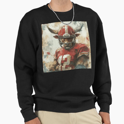Bull As American Football Player Sweatshirt - Graphic Print Men Women - T-Shirt, Sweatshirt, Hoodie