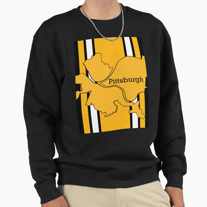 Pittsburgh City Map Team Colors Shirts T-Shirt - Fun Novelty Design Unisex - T-Shirt, Sweatshirt, Hoodie