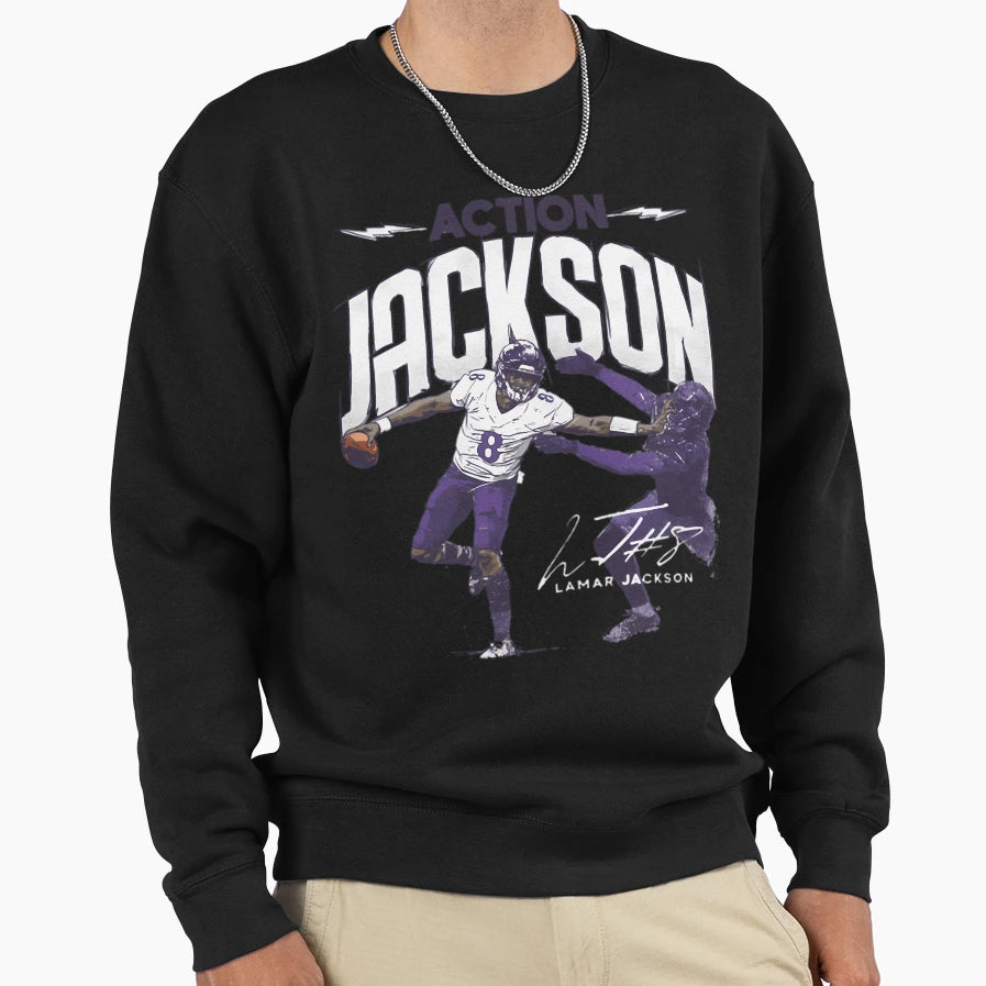 Lamar Baltimore Action Sweatshirt - Trendy Graphic for Adults - T-Shirt, Sweatshirt, Hoodie
