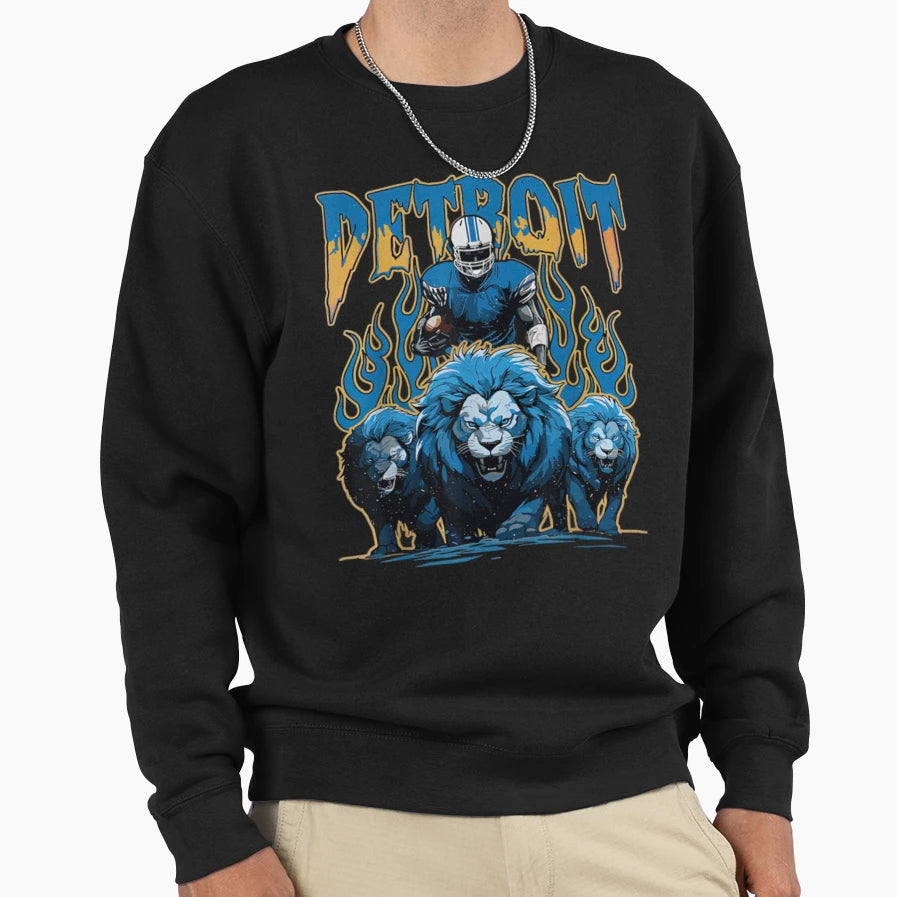Detroit Lions Lions Beanie Shades Sweatshirt - Graphic Print Men Women - T-Shirt, Sweatshirt, Hoodie