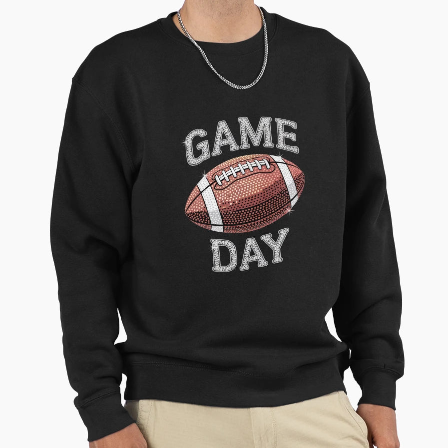 Game Day Football Bling Bling Sweatshirt - Casual Everyday Wear Men Women - T-Shirt, Sweatshirt, Hoodie