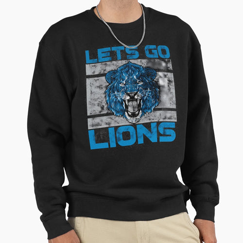 Lets Go Lions Distressed Game Day Sweatshirt - Trendy Graphic Unisex - T-Shirt, Sweatshirt, Hoodie