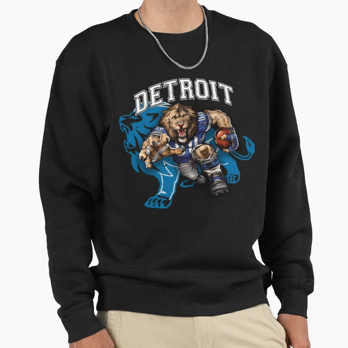 Detroit Football Fierce Lion Sweatshirt - Fun Novelty Design Men Women - T-Shirt, Sweatshirt, Hoodie
