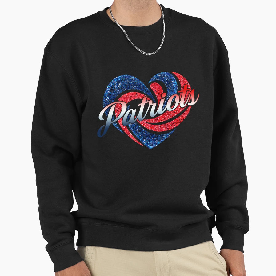 Red And Blue Patriots Heart Sweatshirt - Graphic Print Unisex - T-Shirt, Sweatshirt, Hoodie