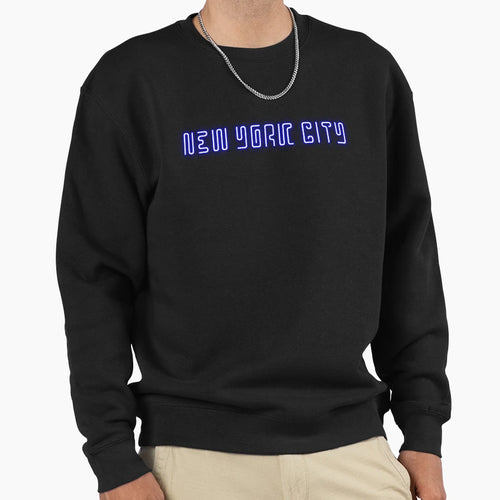 New York City Neon Effect Blue Sweatshirt - Minimalist Print Unisex - T-Shirt, Sweatshirt, Hoodie
