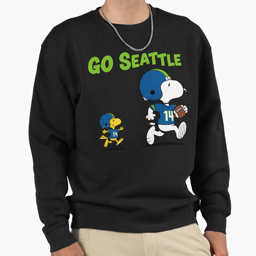 Seattle Seahawks Snoopy And Sweatshirt - Custom Art Print Men Women - T-Shirt, Sweatshirt, Hoodie