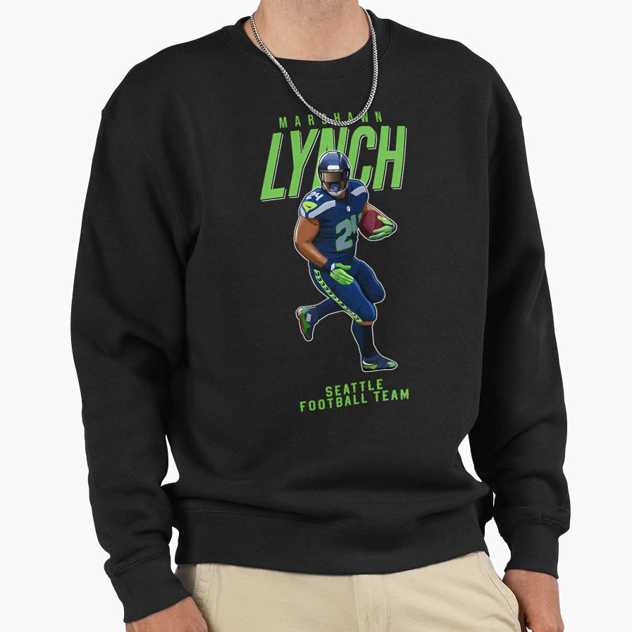 Marshawn Lynch 24 Seattle Football Sweatshirt - Novelty Apparel Men Women - T-Shirt, Sweatshirt, Hoodie
