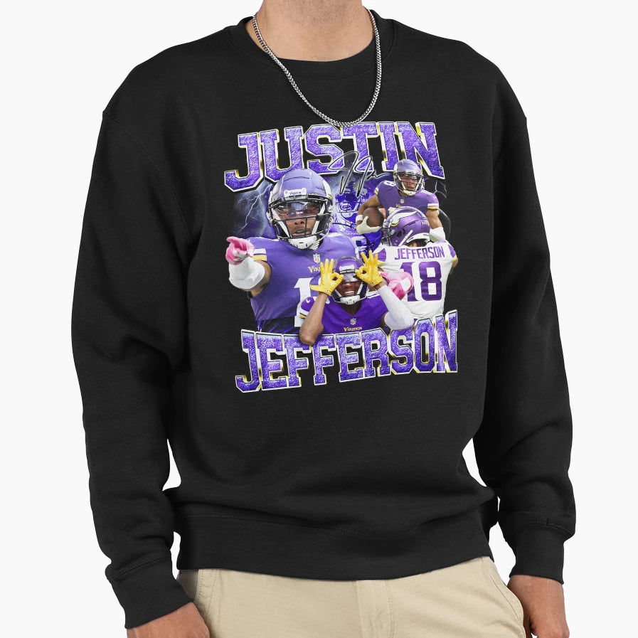 Justins Jeffersons Football Player Sweatshirt - Custom Art Print Unisex - T-Shirt, Sweatshirt, Hoodie