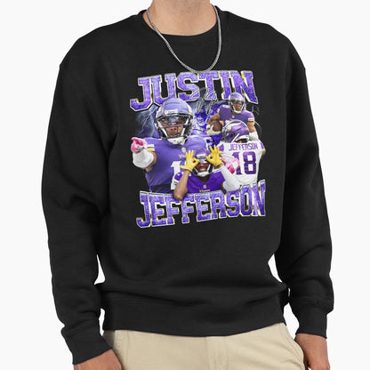 Justins Jeffersons Football Player Sweatshirt - Custom Art Print Unisex - T-Shirt, Sweatshirt, Hoodie