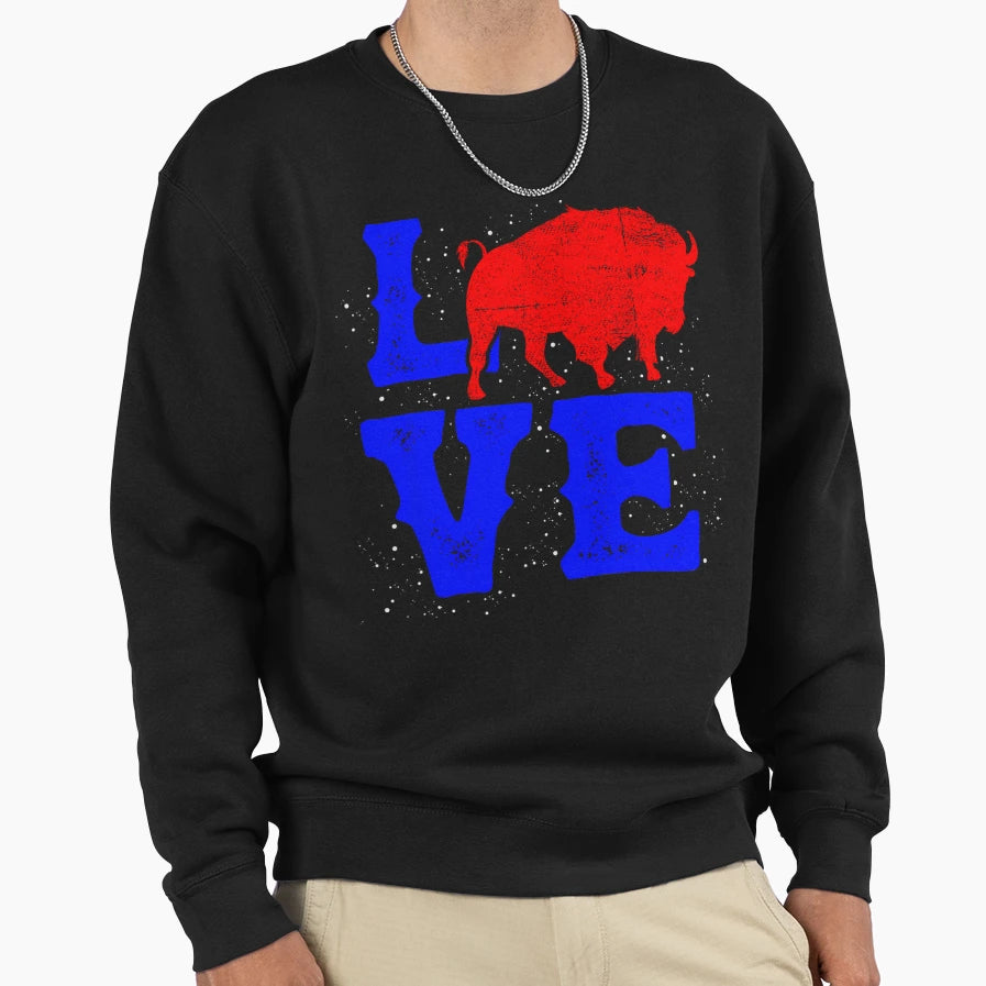 Wild American Bison Lover Valentines Sweatshirt - Trendy Graphic Men Women - T-Shirt, Sweatshirt, Hoodie