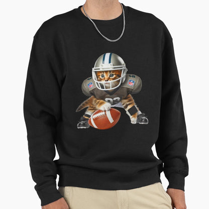 Kitten Playing American Football Sweatshirt - Novelty Apparel Men Women - T-Shirt, Sweatshirt, Hoodie