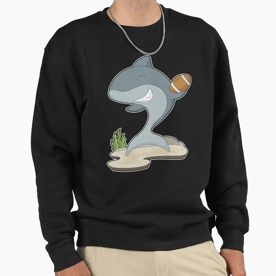 Shark American Football Sweatshirt - Fun Novelty Design for Adults - T-Shirt, Sweatshirt, Hoodie