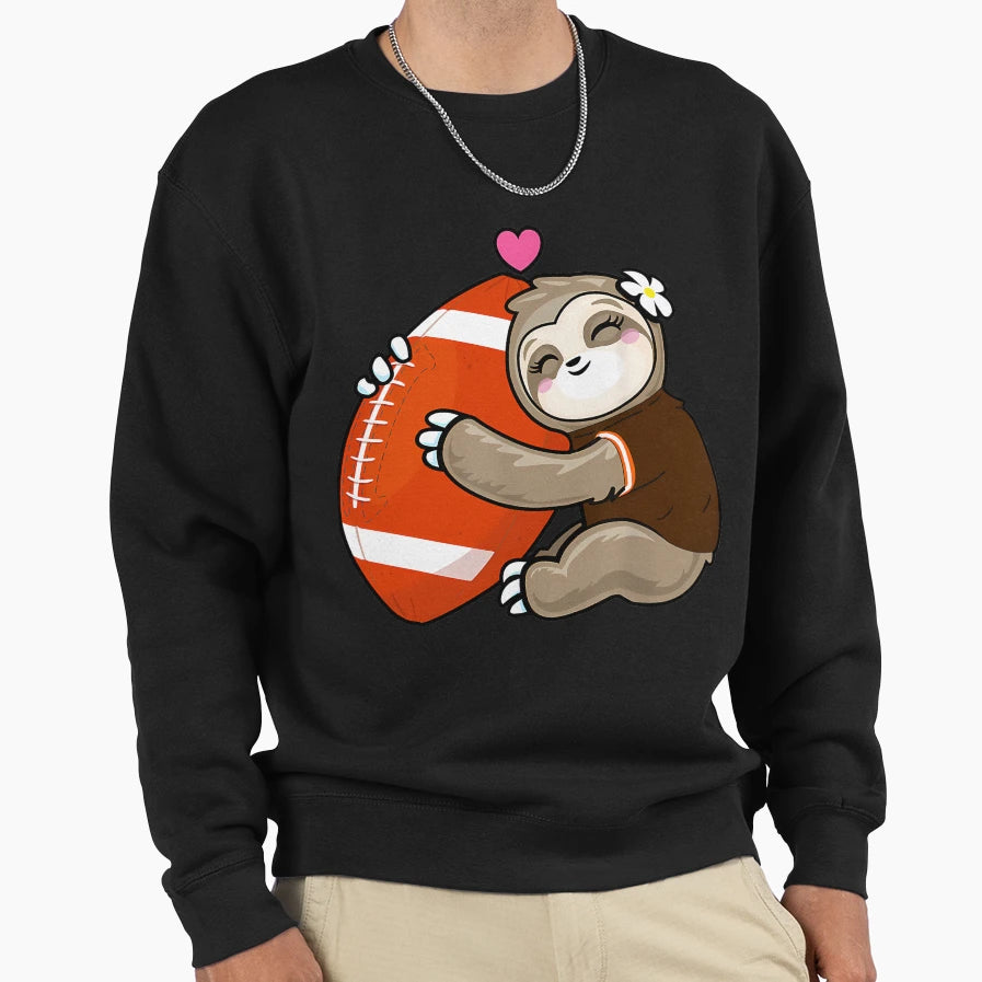 Football Sloth Love Cleveland Sweatshirt - Aesthetic Graphic Unisex - T-Shirt, Sweatshirt, Hoodie