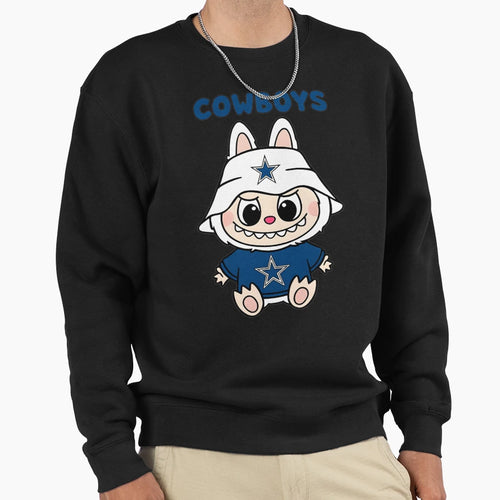 Cheerful Labubu Cowboys Cartoon Sweatshirt - Aesthetic Graphic Unisex - T-Shirt, Sweatshirt, Hoodie