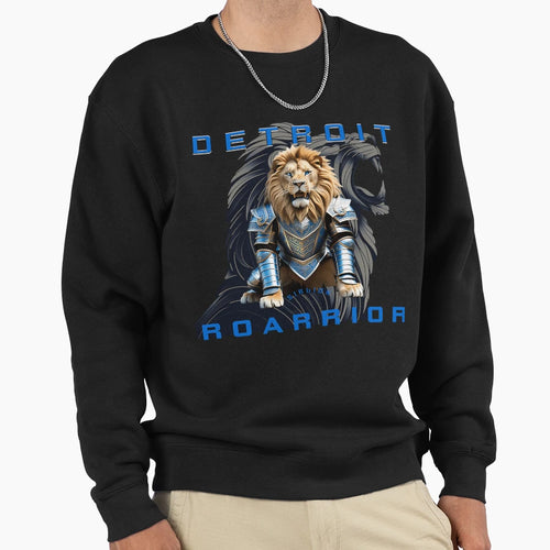 Detroit Roarrior Lion Warrior Sweatshirt - Aesthetic Graphic Unisex - T-Shirt, Sweatshirt, Hoodie