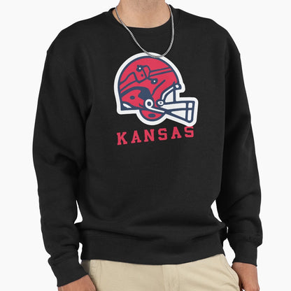 Kansas Football Team Helmet Sweatshirt - Minimalist Print for Adults - T-Shirt, Sweatshirt, Hoodie