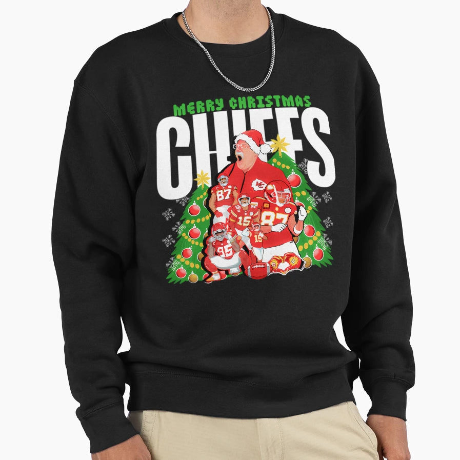 Kansas City Chiefs Merry Chiefs 2025 Sweatshirt - Graphic Print for Adults - T-Shirt, Sweatshirt, Hoodie